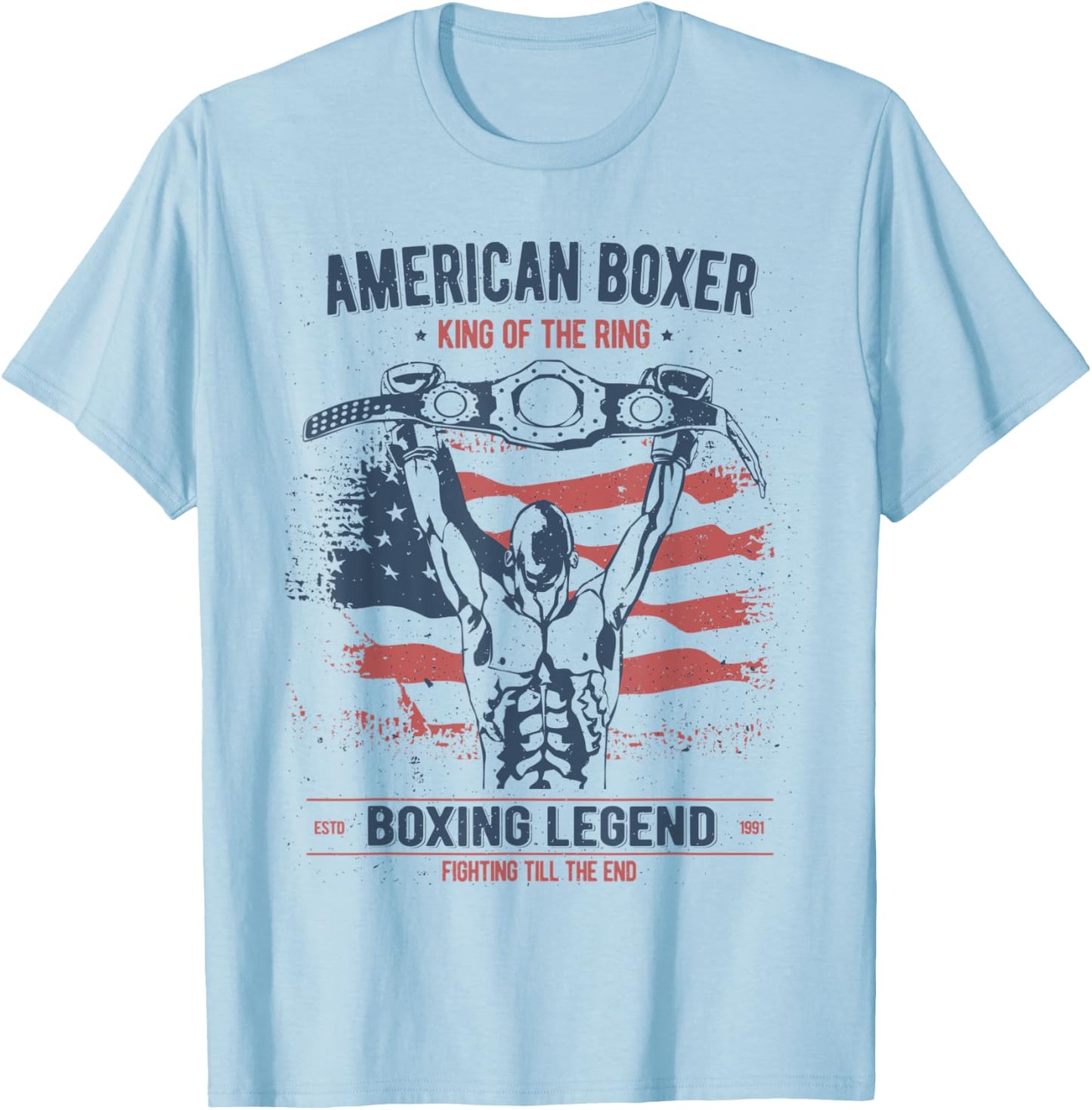 Boxing Shirts Vintage Style Gifts USA American Boxer T-Shirt - T-Shirt | Light Blue