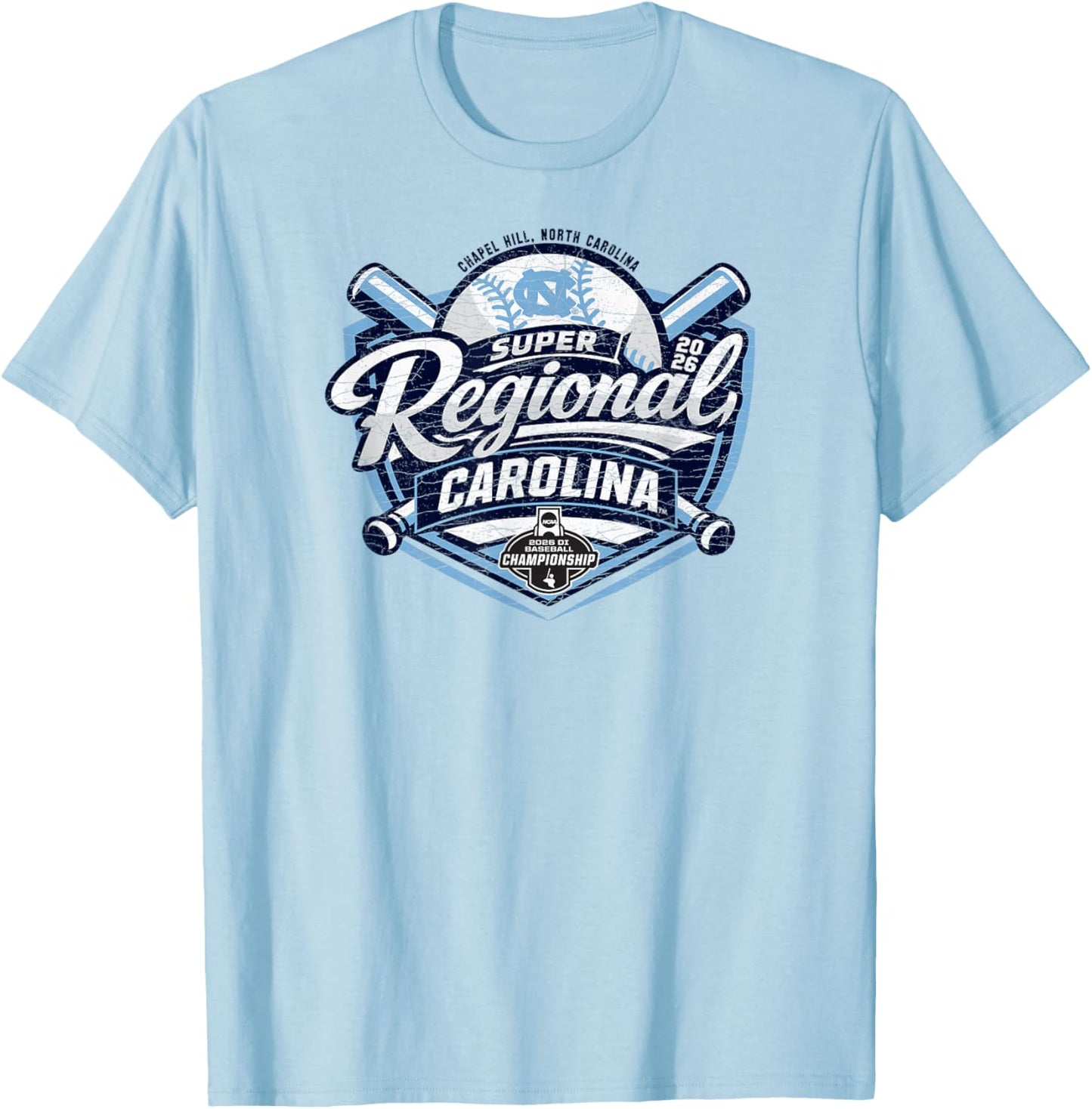 North Carolina Tar Heels Super Regionals Baseball 2026 CWS T-Shirt - T-Shirt | Light Blue