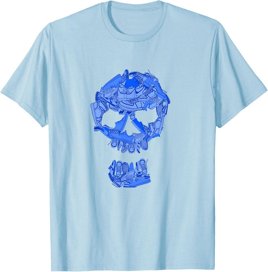 Blue Sneaker Skull WT Blue Graphic T-Shirt - T-Shirt | Light Blue