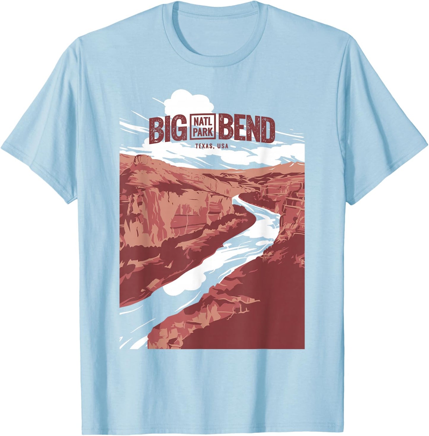 Big Bend National Park T shirt Texas Vintage Retro Gifts T-Shirt - T-Shirt | Light Blue