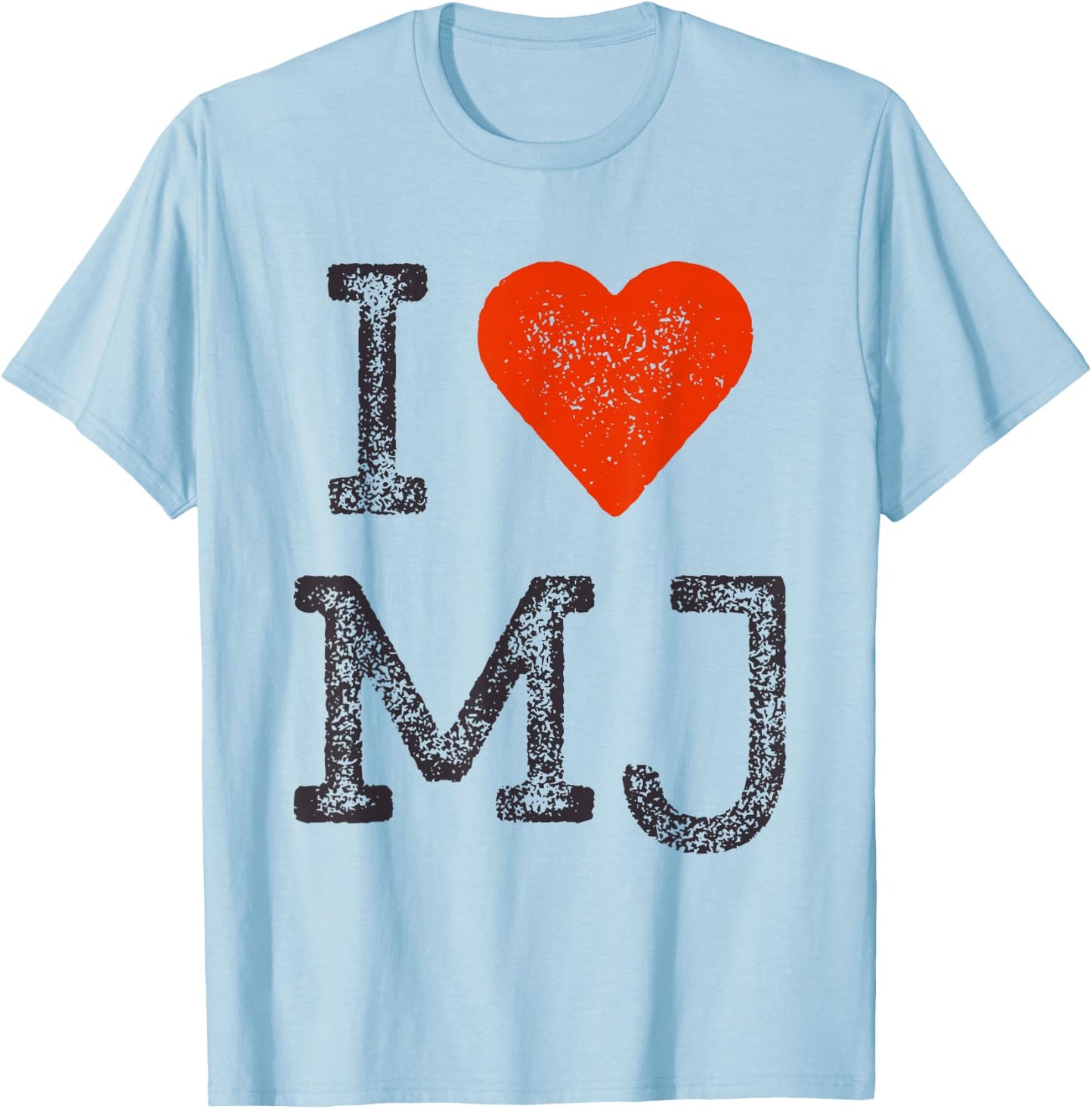 I Love MJ Vintage Fan Merch Red Heart Initials Design M.J. T-Shirt - T-Shirt | Light Blue