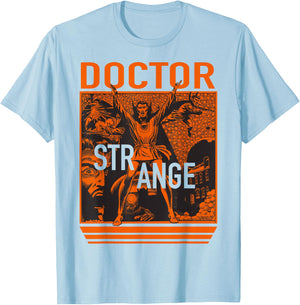 Marvel Doctor Strange Orange Retro Comic Graphic T-Shirt - T-Shirt | Light Blue