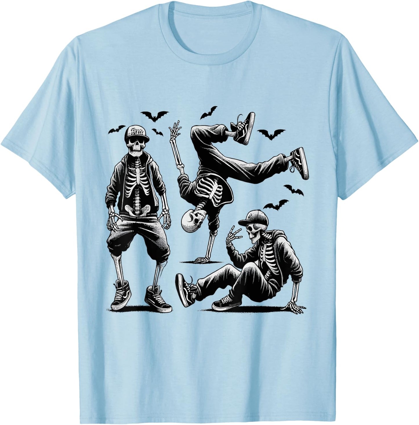 Funny Skeletons Dance Breakdance Halloween Dancing Skeleton T-Shirt - T-Shirt | Light Blue