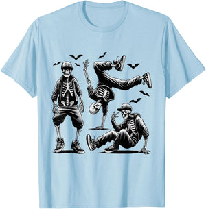 Funny Skeletons Dance Breakdance Halloween Dancing Skeleton T-Shirt - T-Shirt | Light Blue