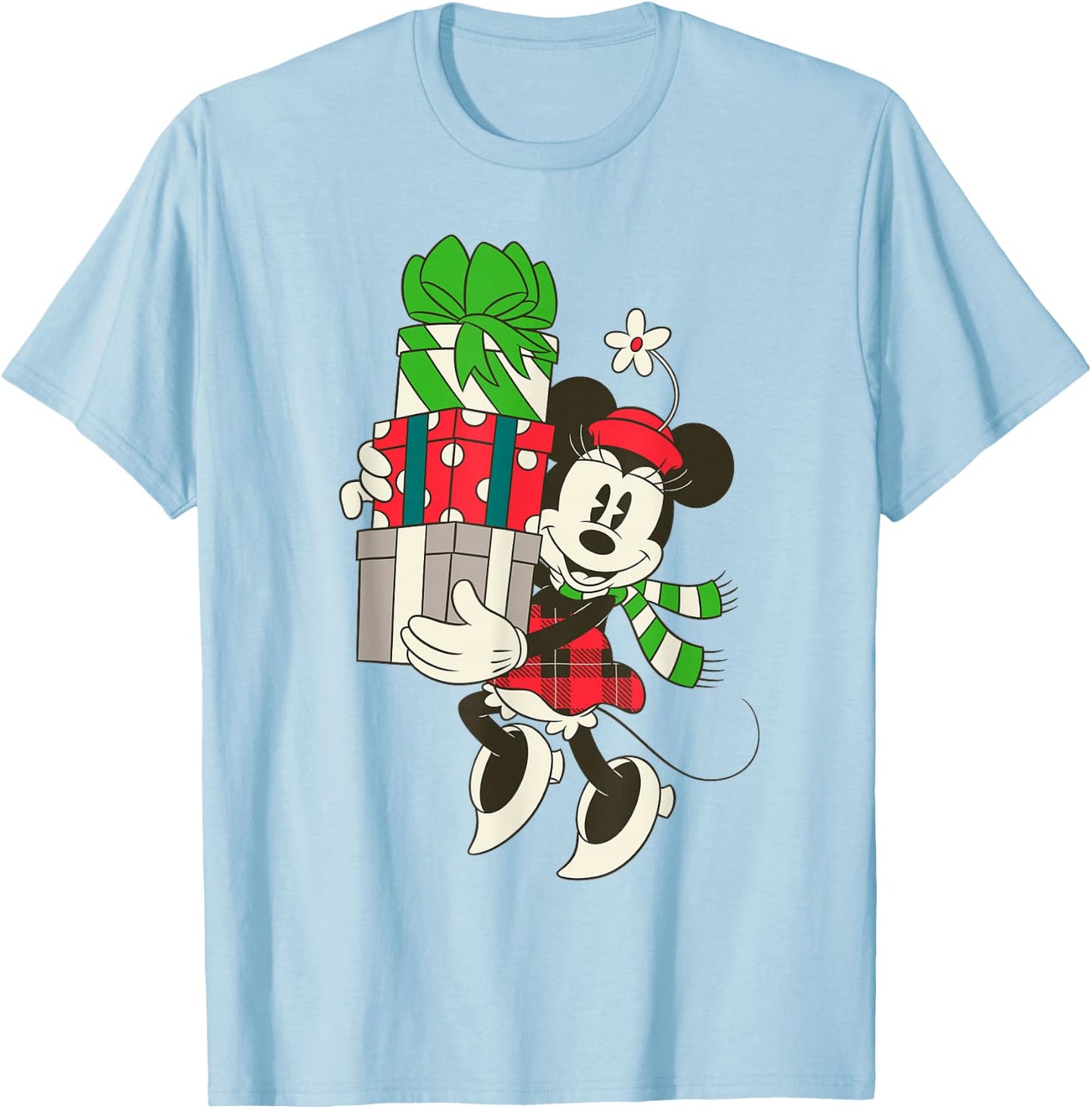 Disney Vintage Minnie Mouse Presents Holiday T-Shirt - T-Shirt | Light Blue