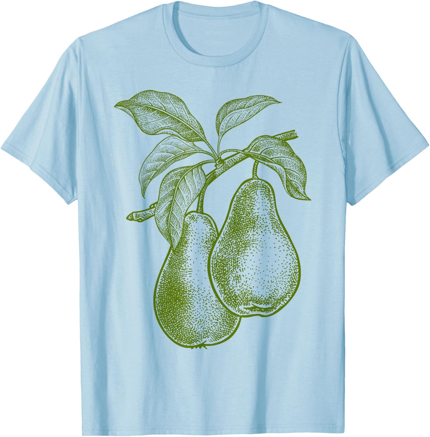 Pear Green Fruit Retro Vintage Line Graphic Gift - Pear T-Shirt - T-Shirt | Light Blue