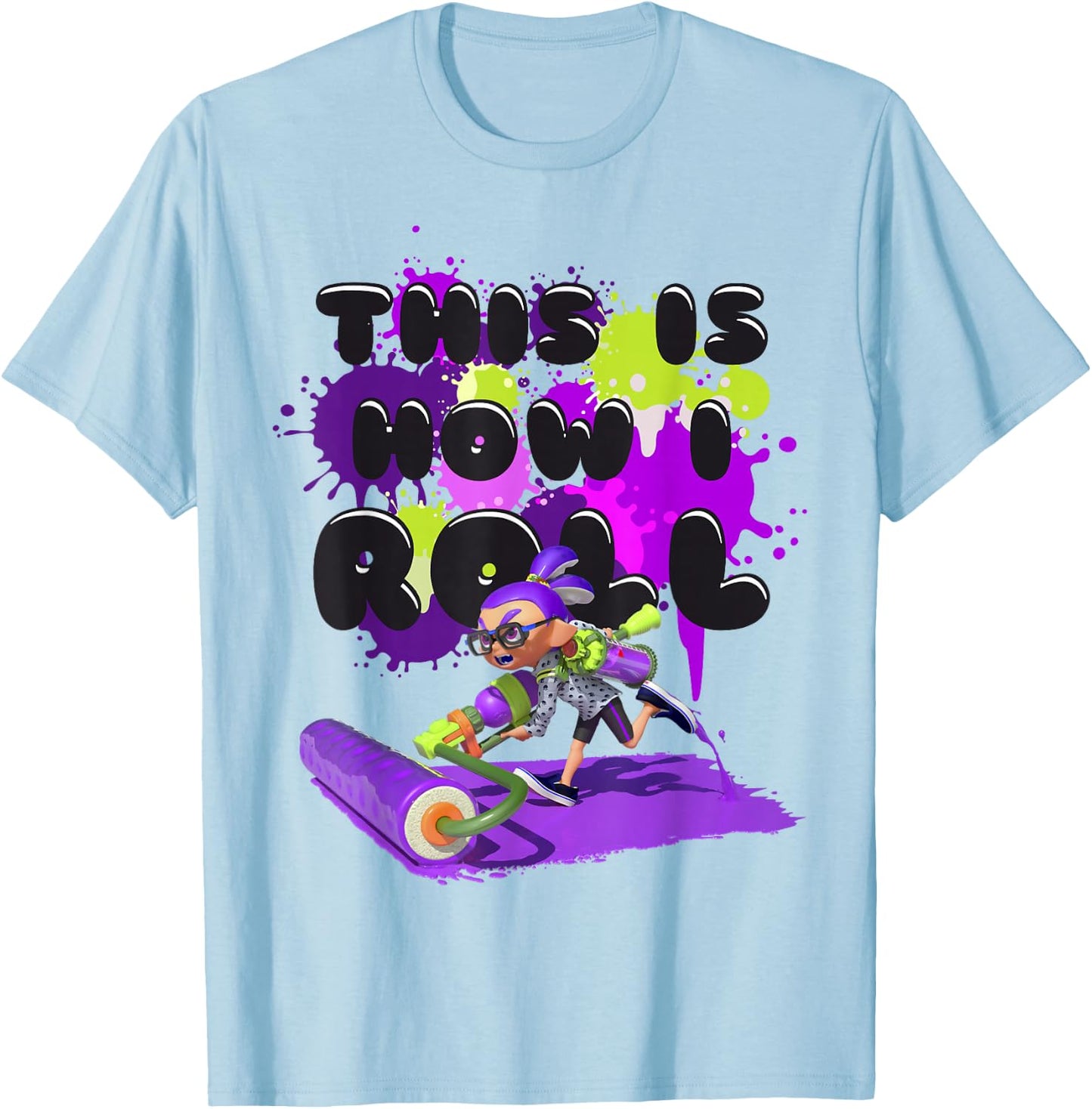 Splatoon Purple Inkling This is How I Roll T-Shirt - T-Shirt | Light Blue
