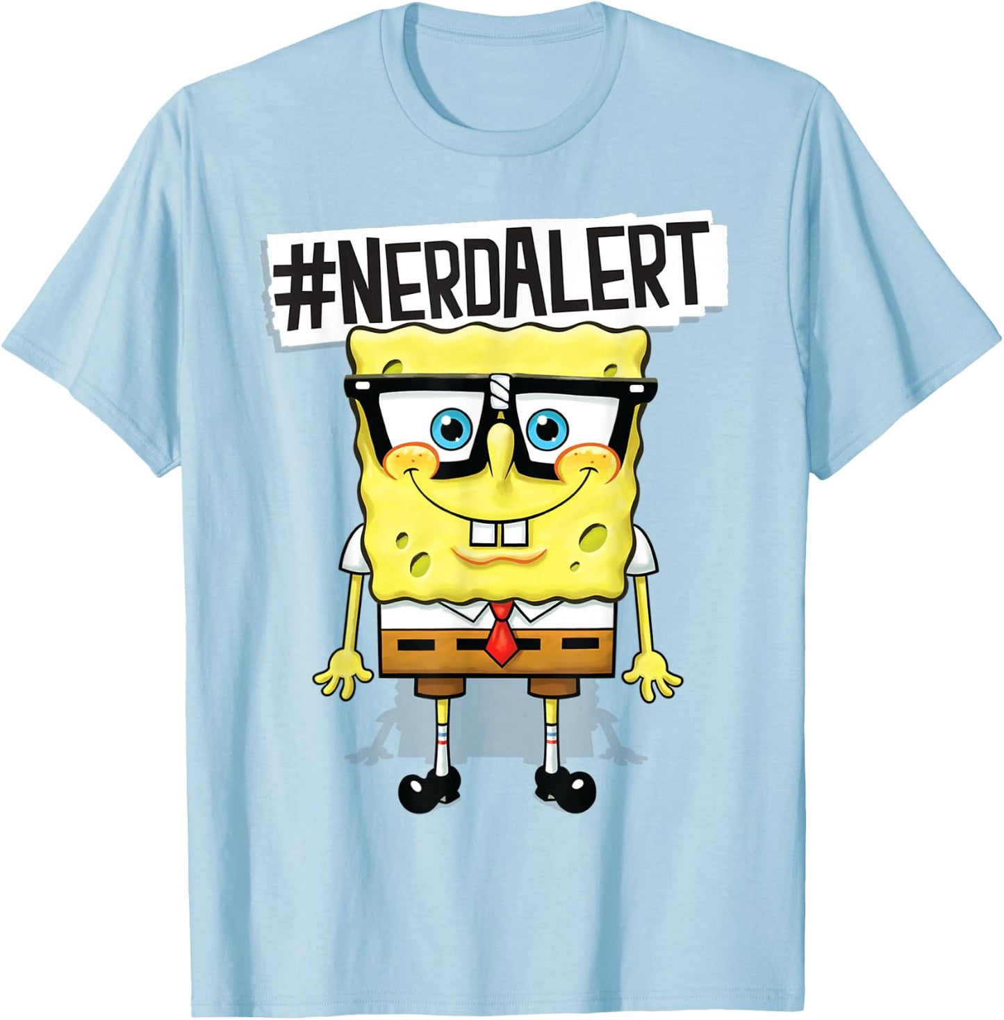 Spongebob SquarePants Nerd Alert Humorous T-Shirt - T-Shirt | Light Blue