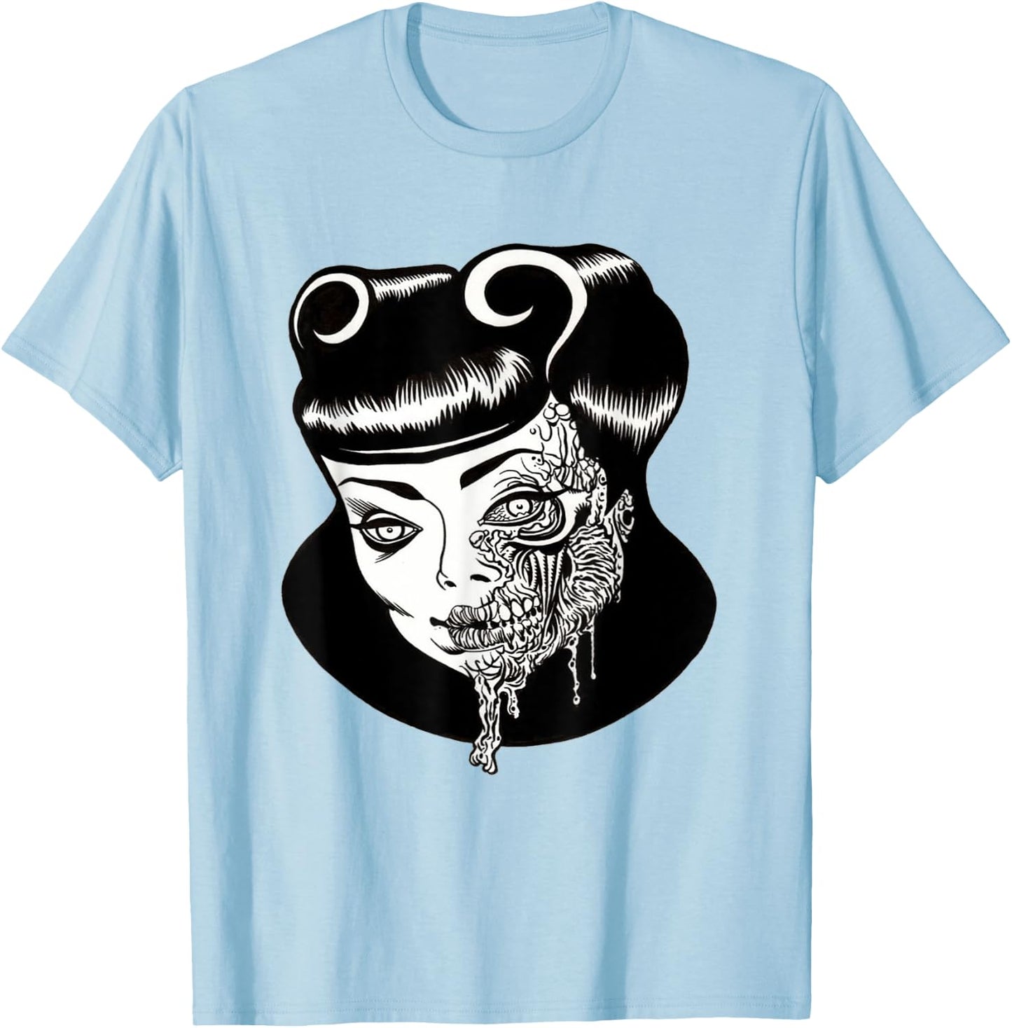 Zombie Pin-Up Girl Head T-Shirt - T-Shirt | Light Blue