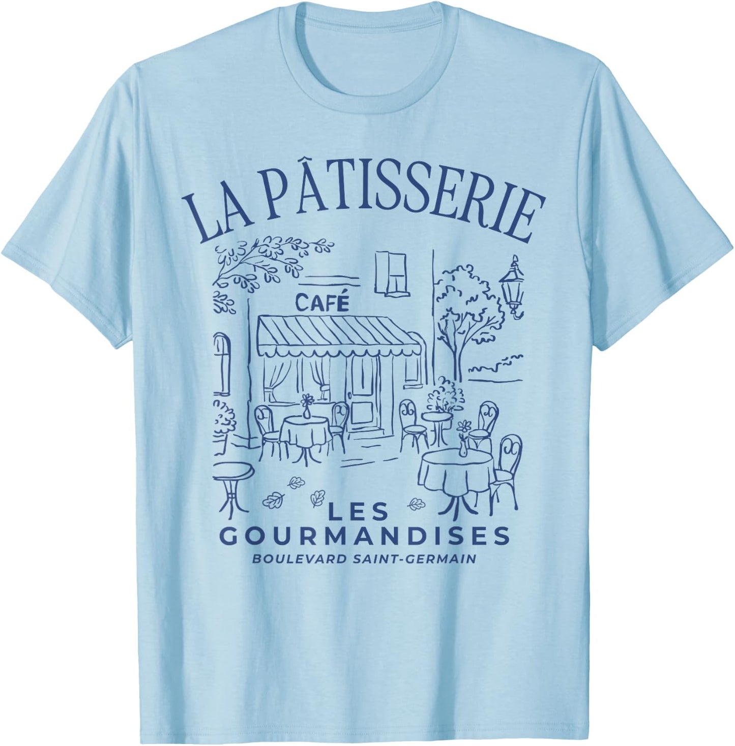 La Patisserie Les Gourmandises French Café Caffeinated T-Shirt - T-Shirt | Light Blue