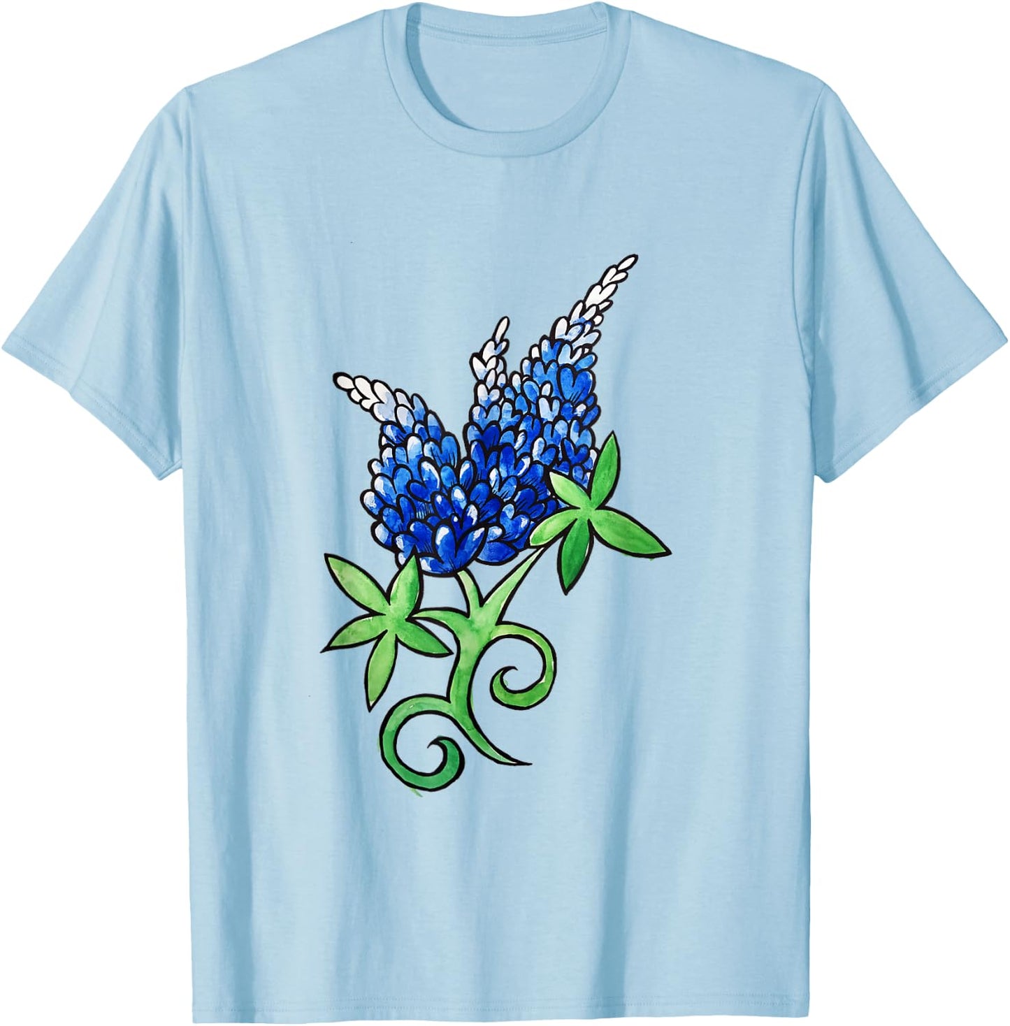 Texas Bluebonnet artistic watercolor texas shirt T-Shirt - T-Shirt | Light Blue