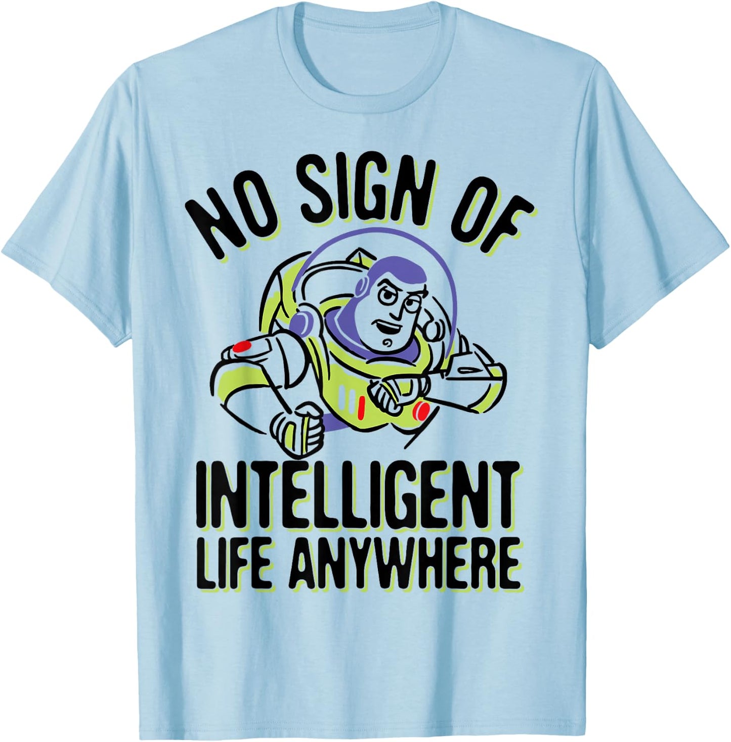 Disney Pixar Toy Story Buzz Lightyear No Intelligent Life T-Shirt - T-Shirt | Light Blue