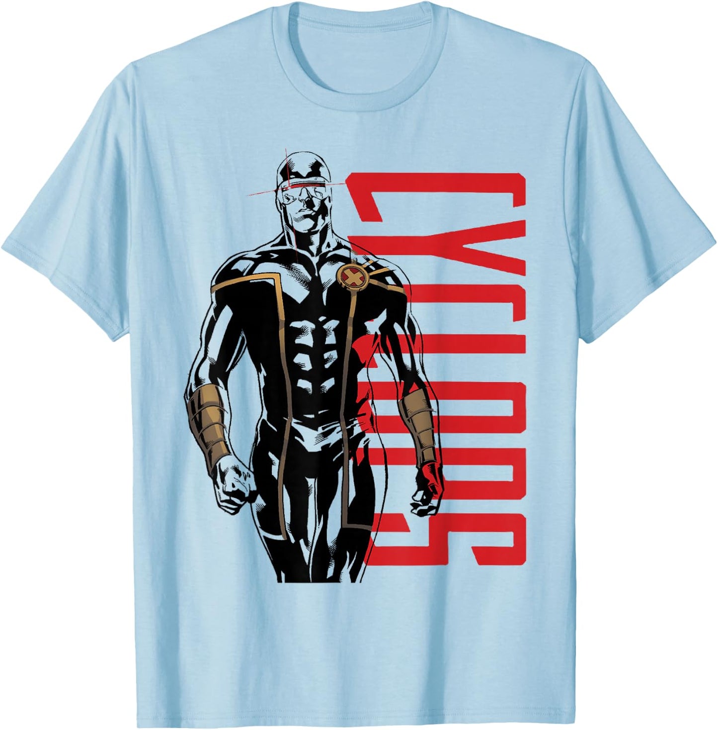 Marvel X-Men Cyclops Front Profile Side Text Graphic T-Shirt - T-Shirt | Light Blue
