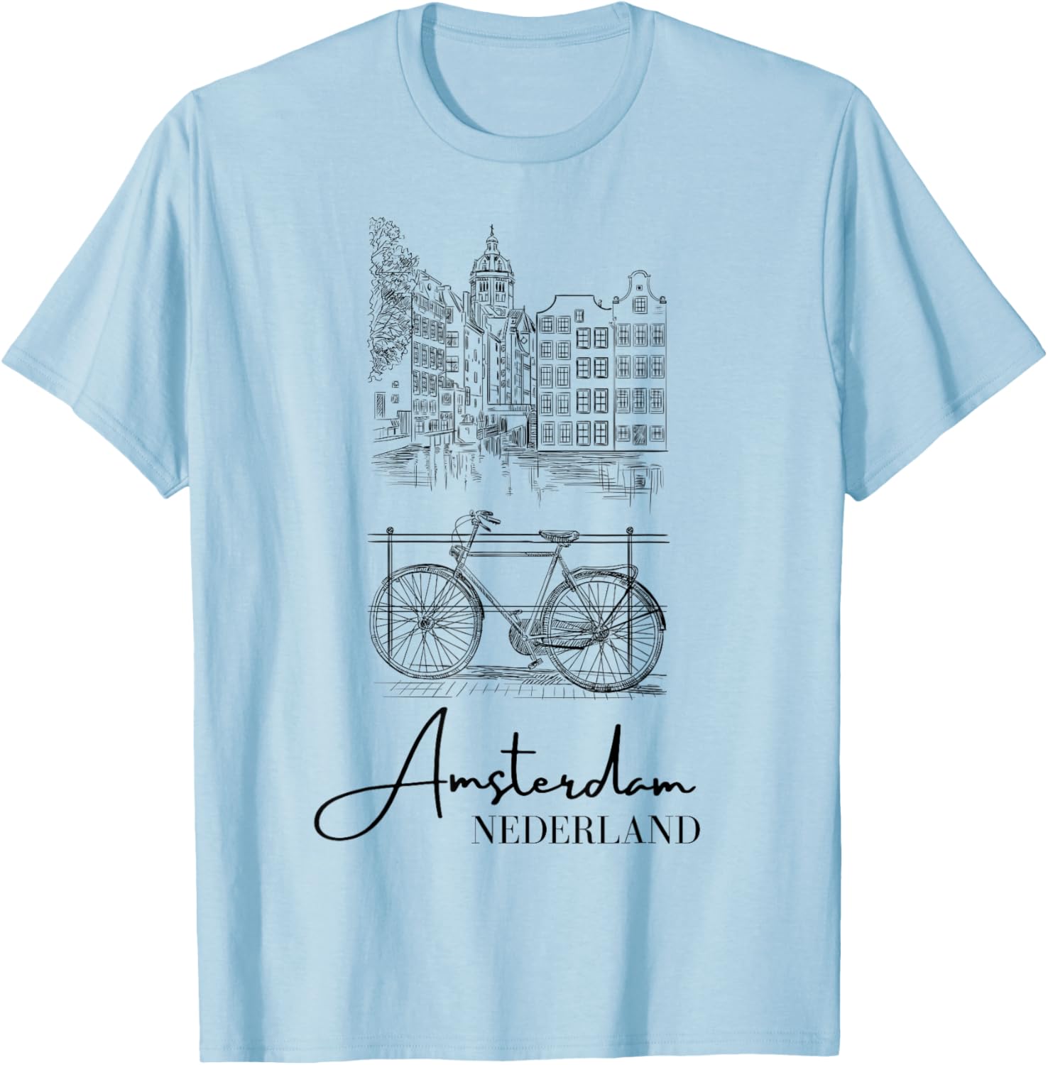 Elegant Amsterdam Netherlands Nederland Holland Souvenir T-Shirt - T-Shirt | Light Blue