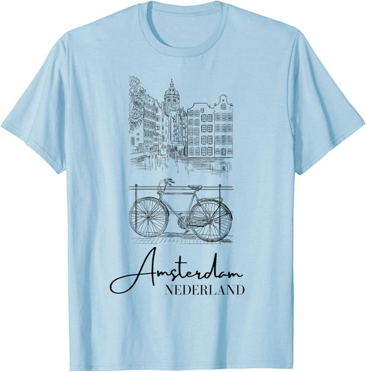 Elegant Amsterdam Netherlands Nederland Holland Souvenir T-Shirt - T-Shirt | Light Blue