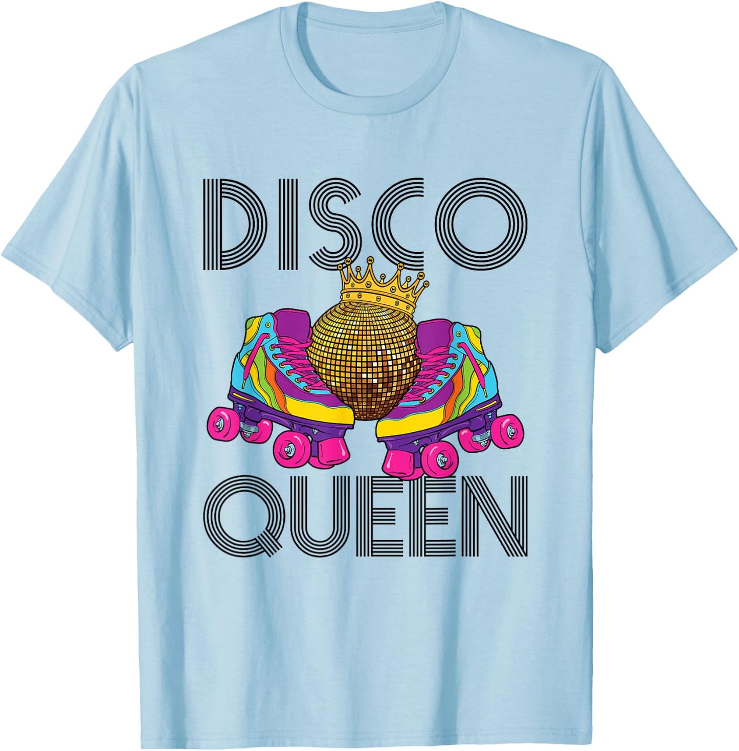 Disco Queen Retro Roller Skating Skater Skate T-Shirt - T-Shirt | Light Blue