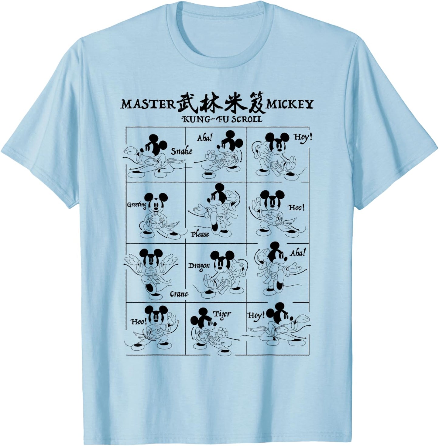 Disney Mickey Year Of The Mouse Kung-Fu Scroll T-Shirt - T-Shirt | Light Blue