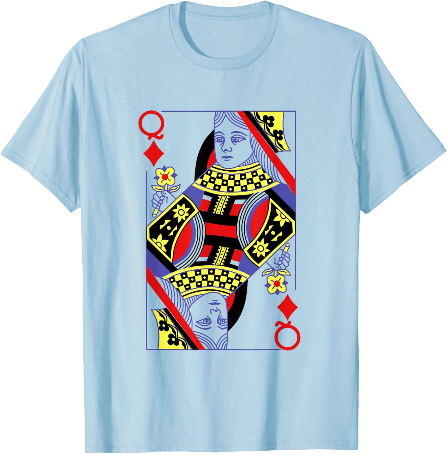 Queen Of Diamonds Deck Of Cards Playing Cards Halloween T-Shirt - T-Shirt | Light Blue