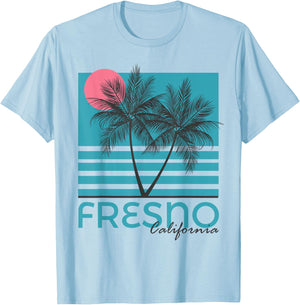 Fresno CA Souvenir California Palm Tree T-Shirt - T-Shirt | Light Blue