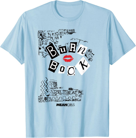 Mean Girls Burn Book with Doodles Y2K Movie T-Shirt - T-Shirt | Light Blue