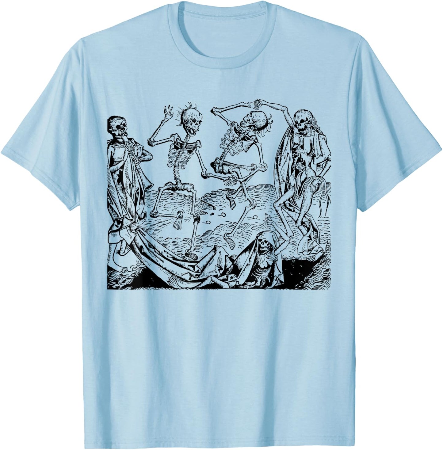 Danse Macabre Or Dance Of Death 1493, T Shirt Artwork T-Shirt - T-Shirt | Light Blue