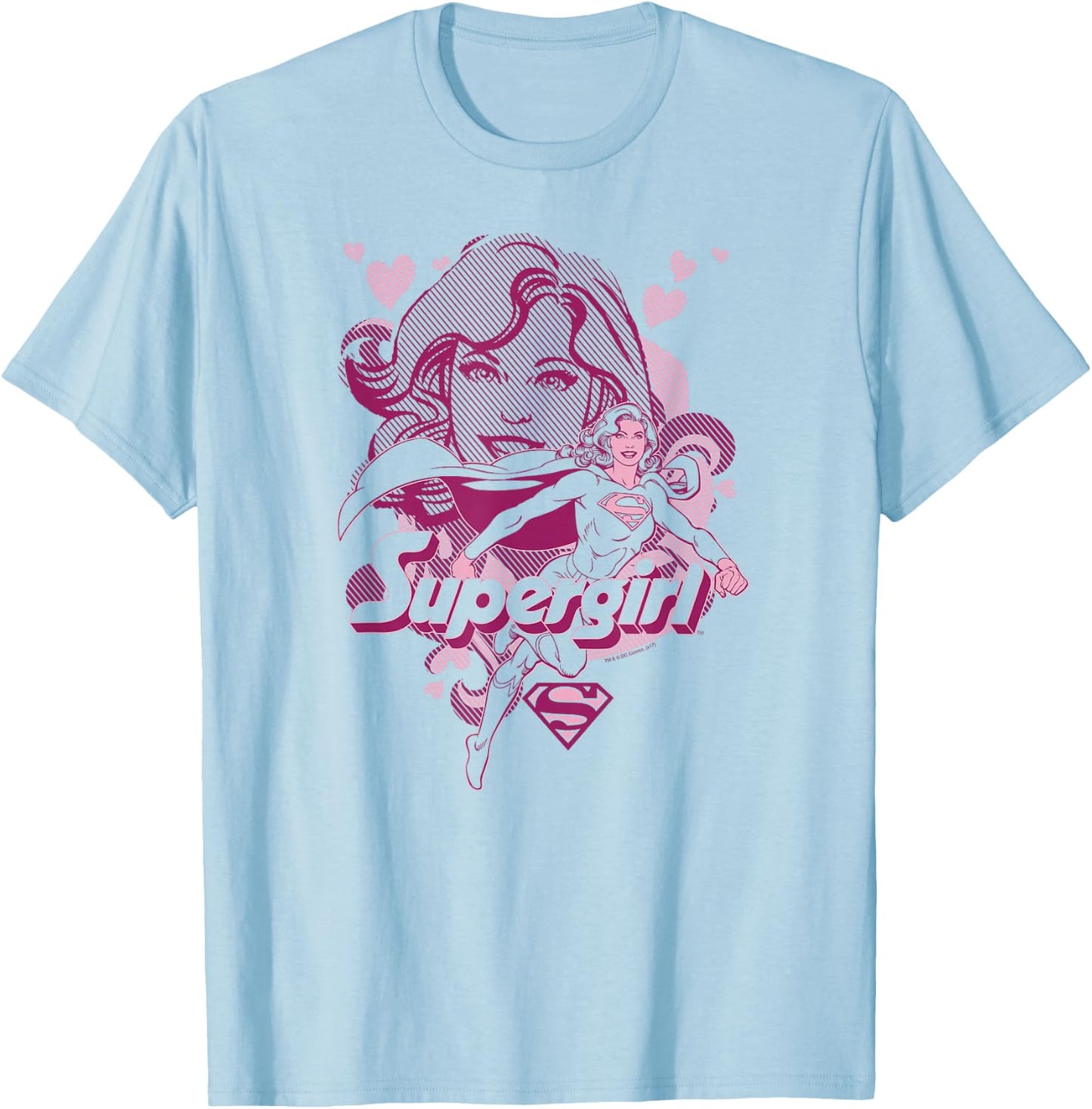 Supergirl Hearts Collage T Shirt T-Shirt - T-Shirt | Light Blue
