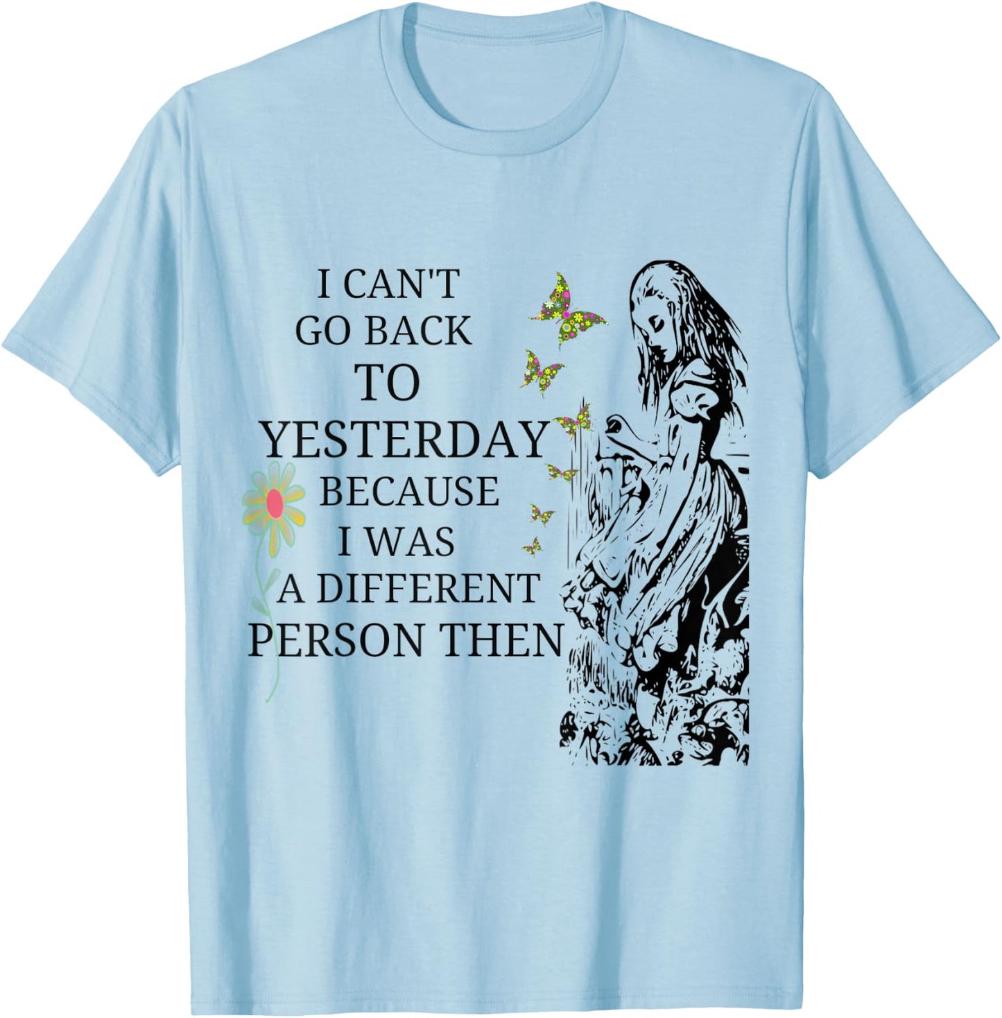 Alice in Wonderland-Men Women Kids T Shirt T-Shirt - T-Shirt | Light Blue
