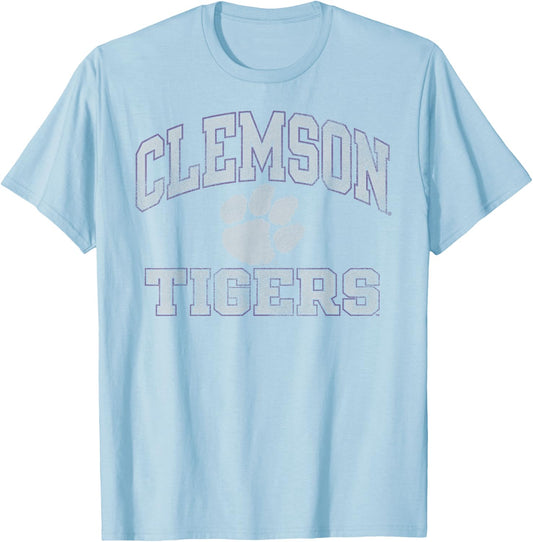Clemson Tigers Vintage Worn Orange Officially Licensed T-Shirt - T-Shirt | Light Blue