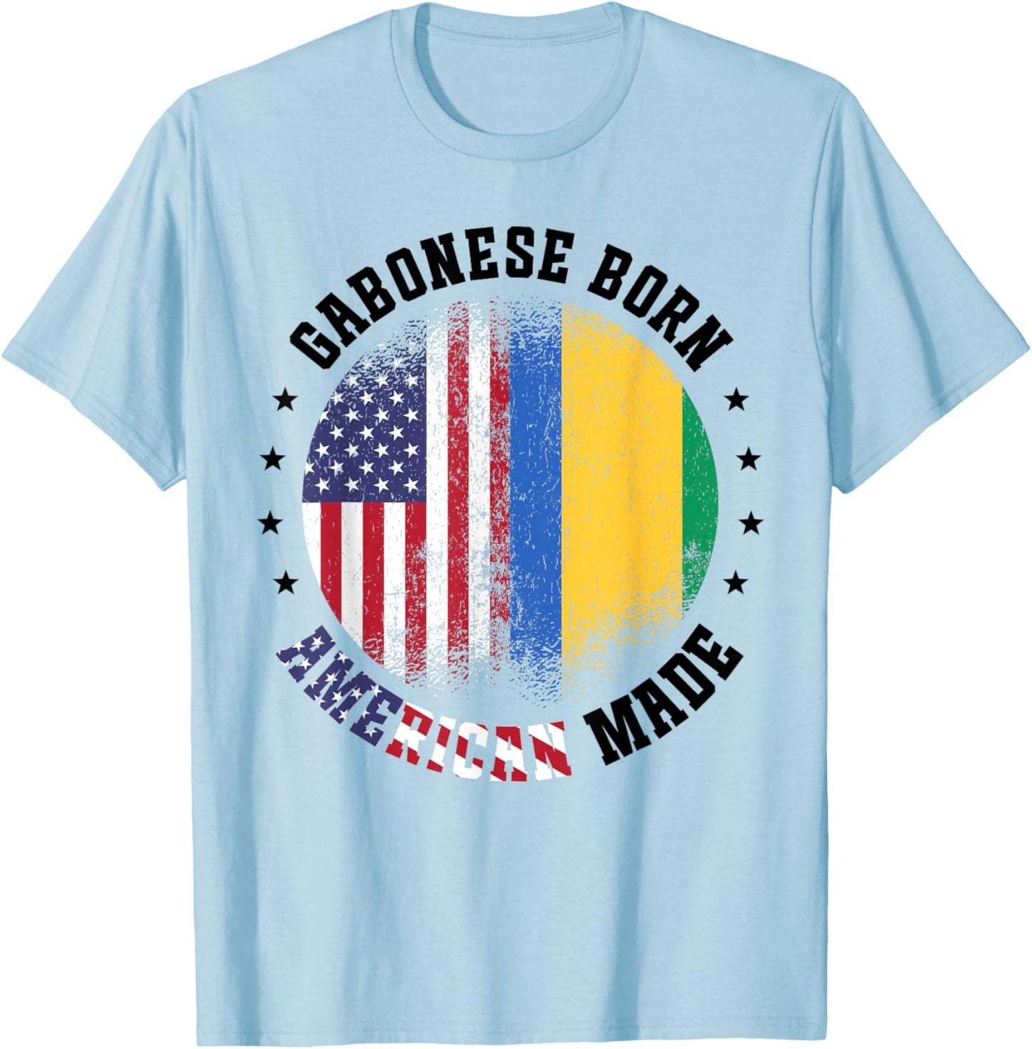 Gabonese Flag American US Flag Outfit for Gabon T-Shirt - T-Shirt | Light Blue