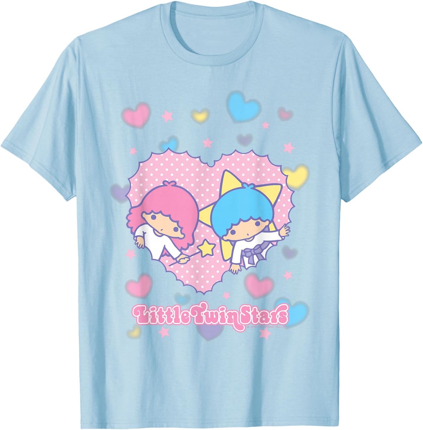 Little Twin Stars Retro Logo Valentine T-Shirt - T-Shirt | Light Blue
