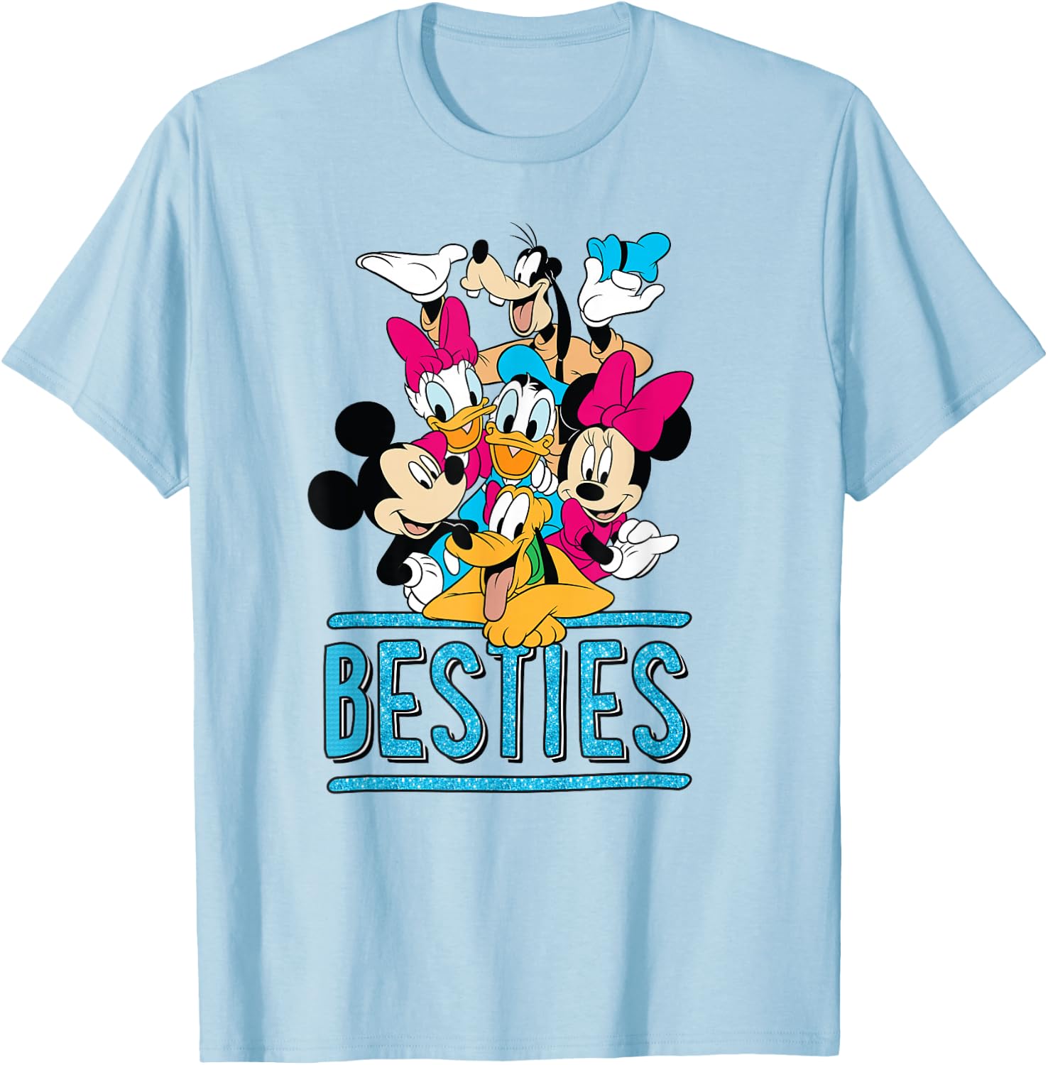 Mickey Minnie Pluto Donald Daisy Goofy Besties Group T-Shirt - T-Shirt | Light Blue