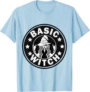 Funny Basic Witch Halloween Distressed T-Shirt - T-Shirt | Light Blue