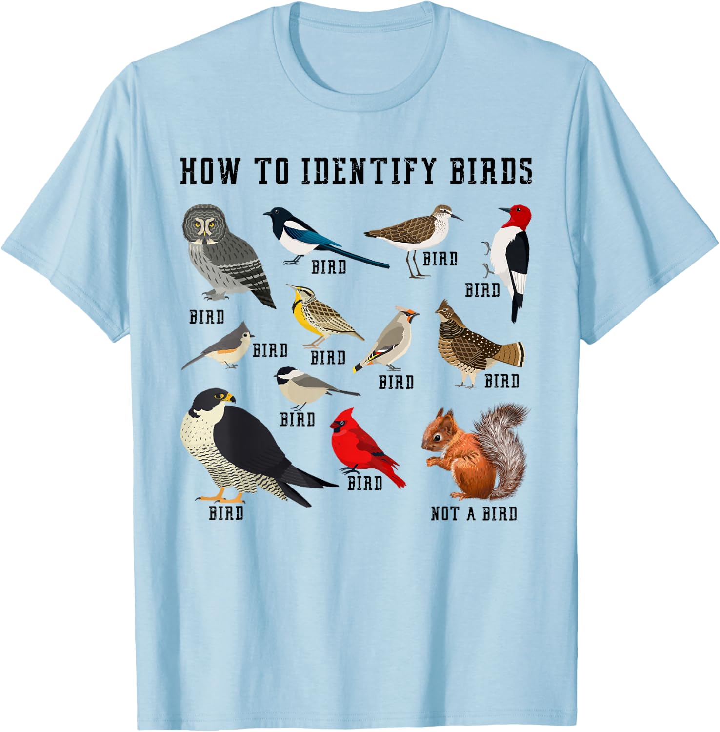 How to Identify Birds? Funny Birdwatcher for Nature Love T-Shirt - T-Shirt | Light Blue