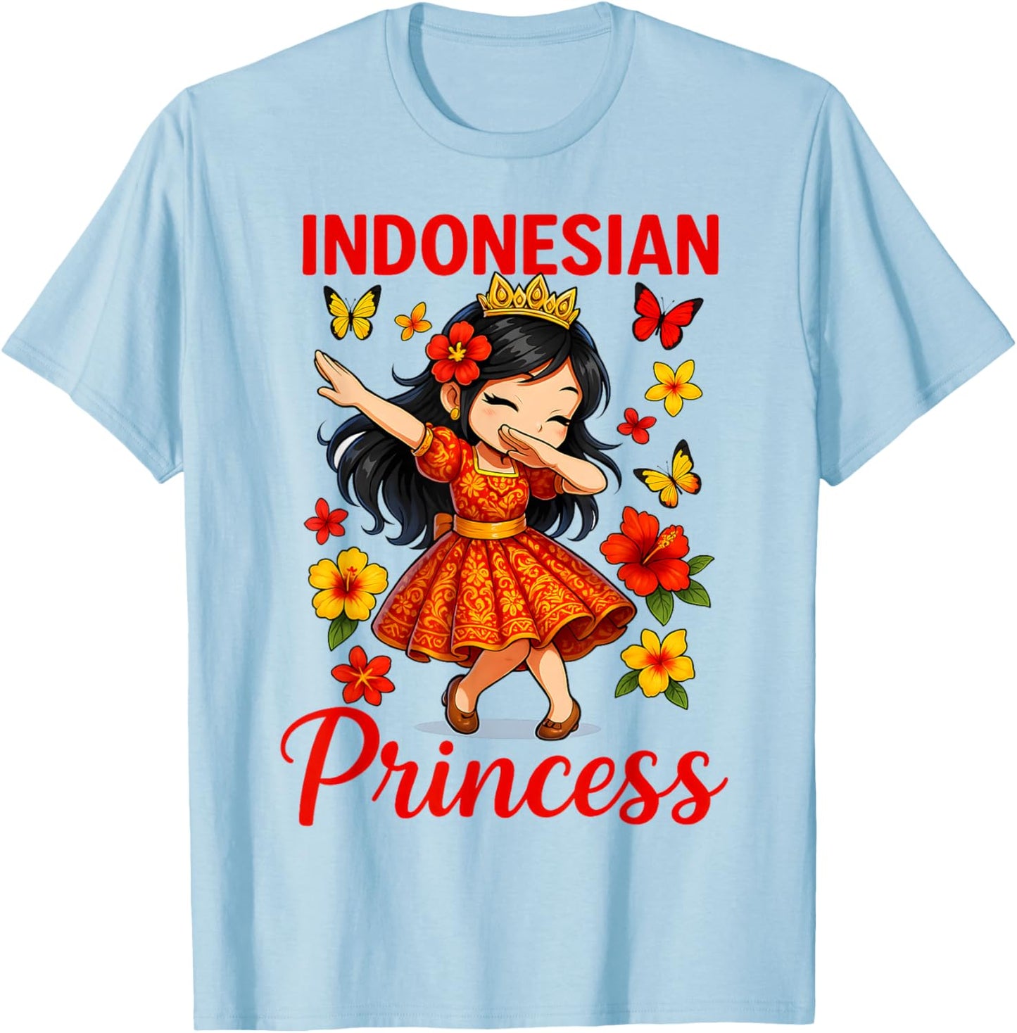 Indonesian Princess Cute Dabbing Girl Island Pride for Girls T-Shirt - T-Shirt | Light Blue