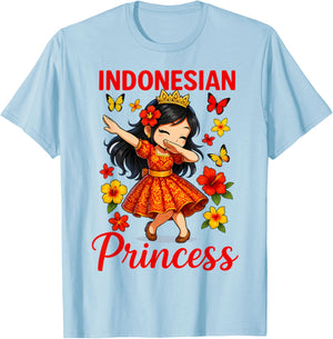 Indonesian Princess Cute Dabbing Girl Island Pride for Girls T-Shirt - T-Shirt | Light Blue