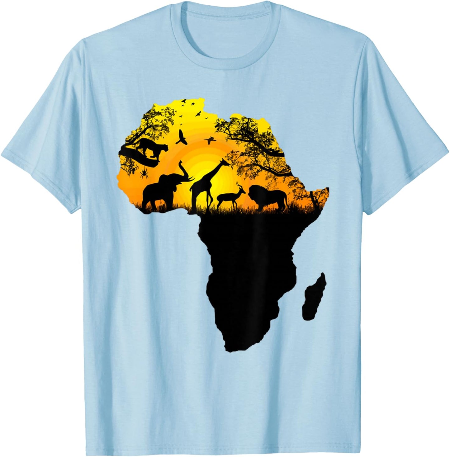 Majestic Safari Animals in Sizzling Africa Continent T-Shirt - T-Shirt | Light Blue