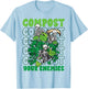 Funny Gardening Skeleton Compost Your Enemies Dark T-Shirt - T-Shirt | Light Blue