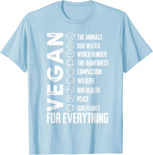 Vegan for Everything T Shirt Planet/Earth Day, Save The Bees T-Shirt - T-Shirt | Light Blue