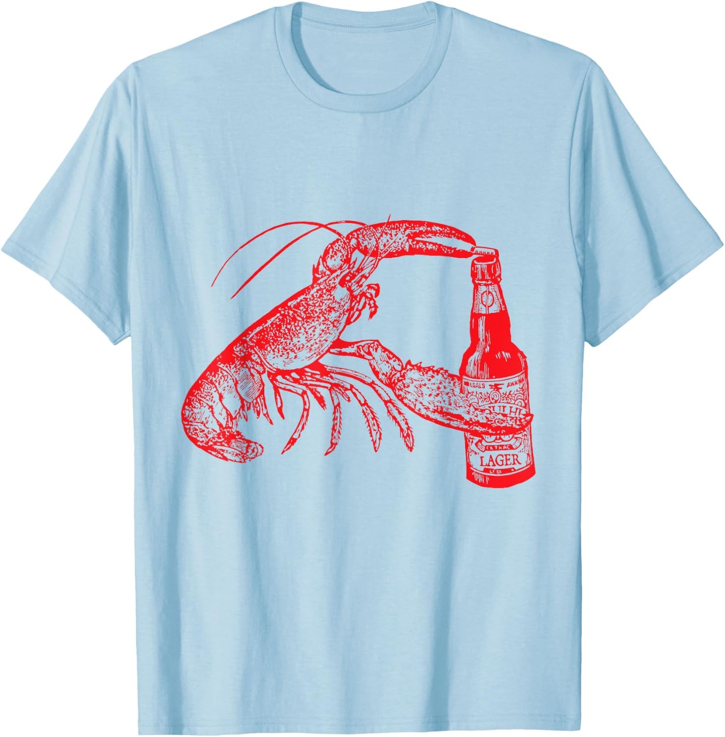 The Original Beer Drinking Lobster Funny Craft Beer T-Shirt - T-Shirt | Light Blue
