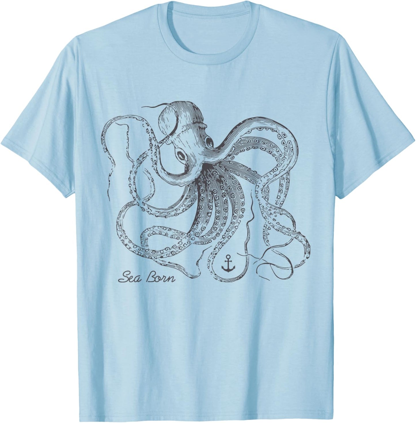Vintage Black Octopus Marine Biologist Ocean Sea Life T-Shirt - T-Shirt | Light Blue
