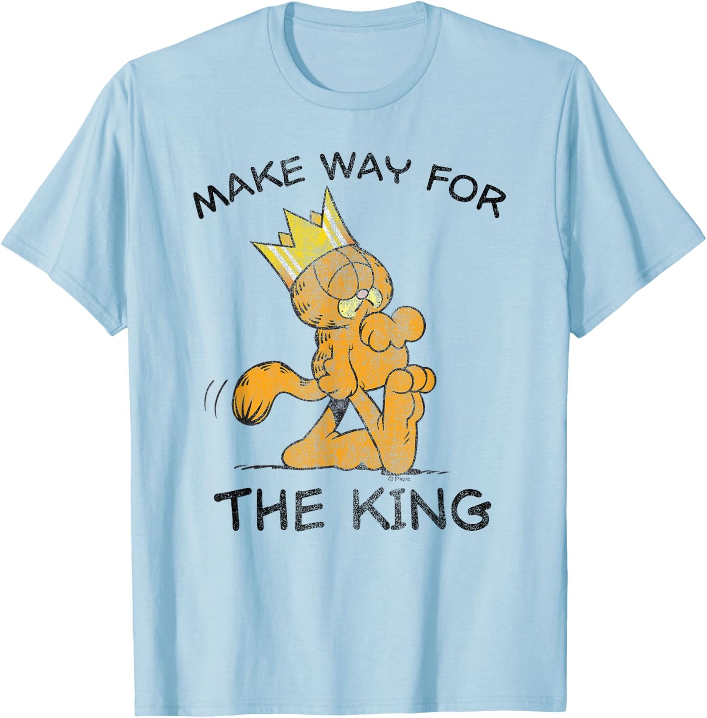Garfield Make Way for The King Cartoon Cat T-Shirt - T-Shirt | Light Blue