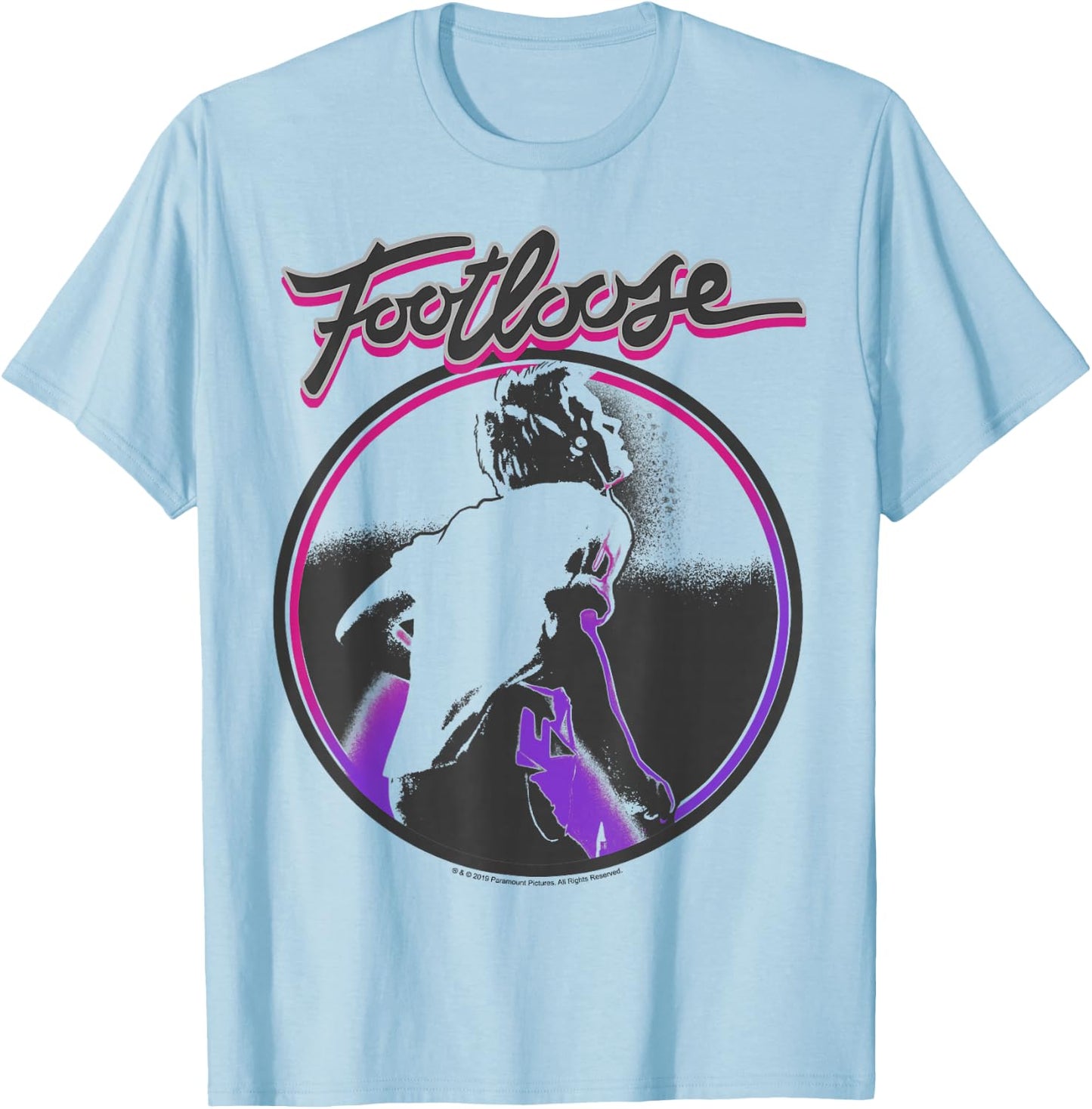 Footloose Ren McCormack Circle Portrait Title Logo T-Shirt - T-Shirt | Light Blue