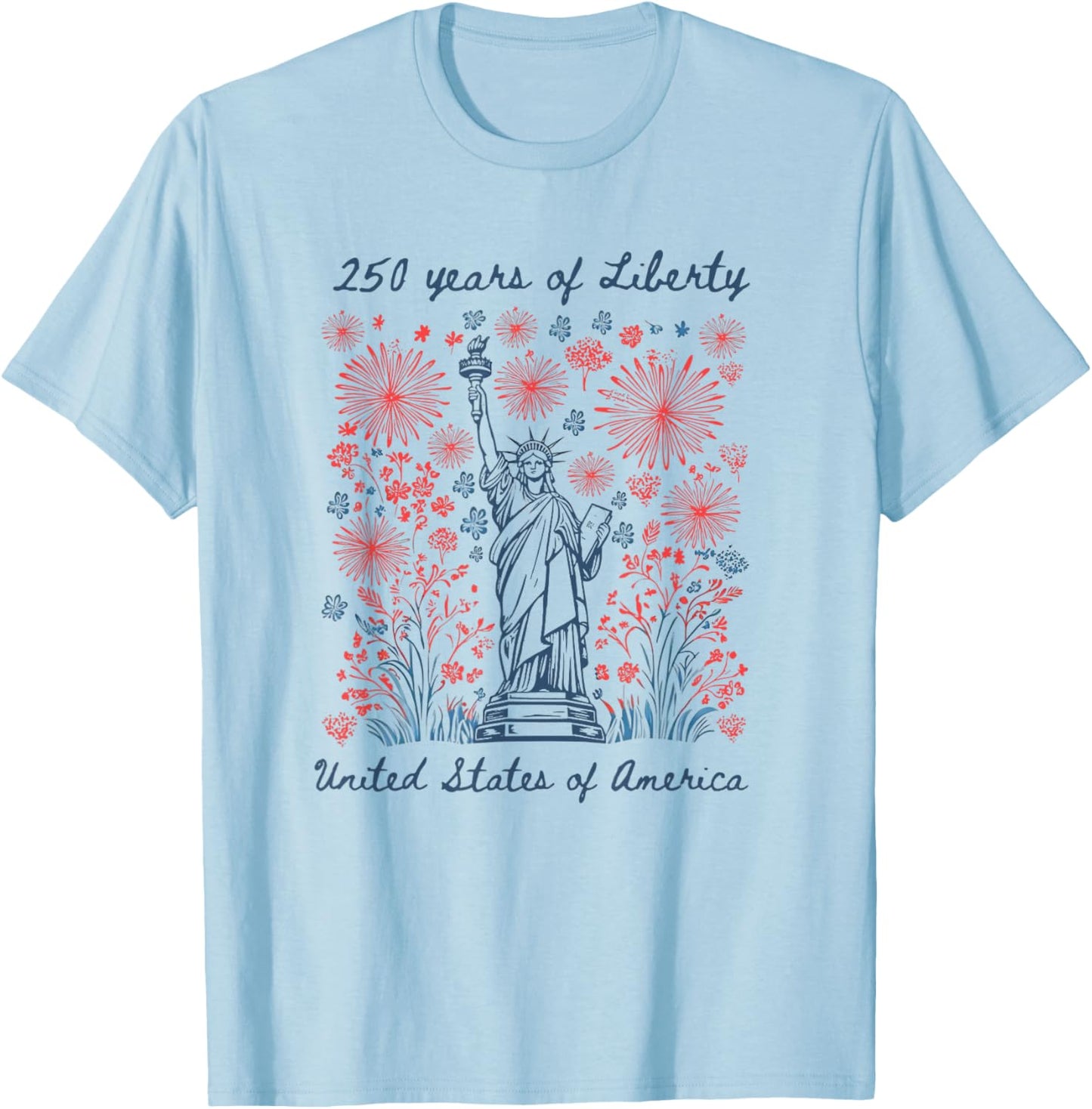 250 Years of Liberty 1776-2026 USA 4th July Women Patriotic T-Shirt - T-Shirt | Light Blue