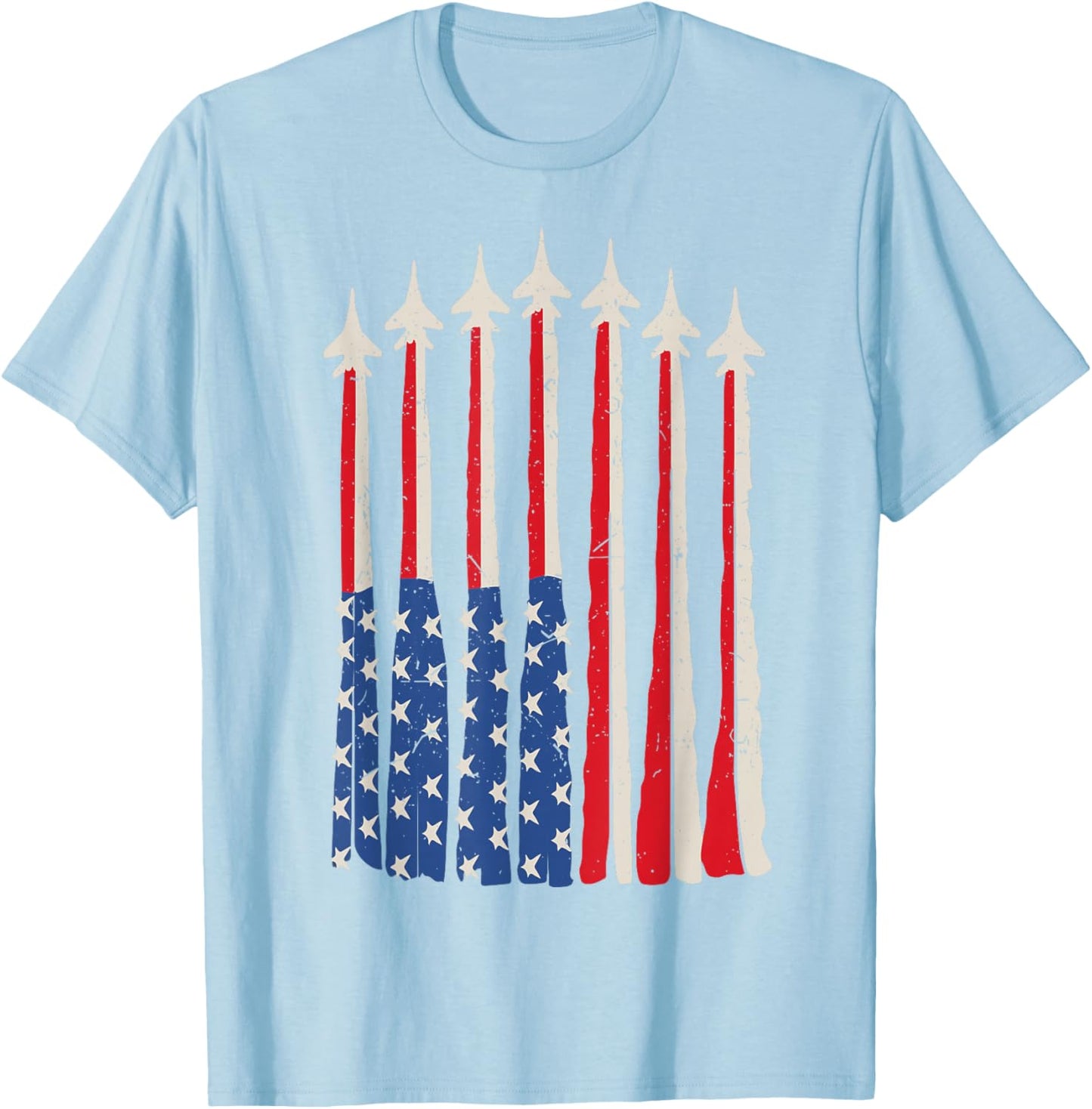 American Flag Fighter Jet Patriotic Toddler Boy 4th July USA T-Shirt - T-Shirt | Light Blue