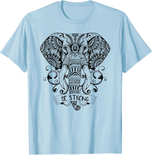 Elephant Sei stark Mandala & Yoga Meditation T-Shirt - T-Shirt | Light Blue