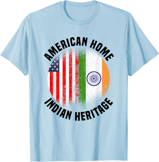 India Outfit & Women US American Indian Flag T-Shirt - T-Shirt | Light Blue