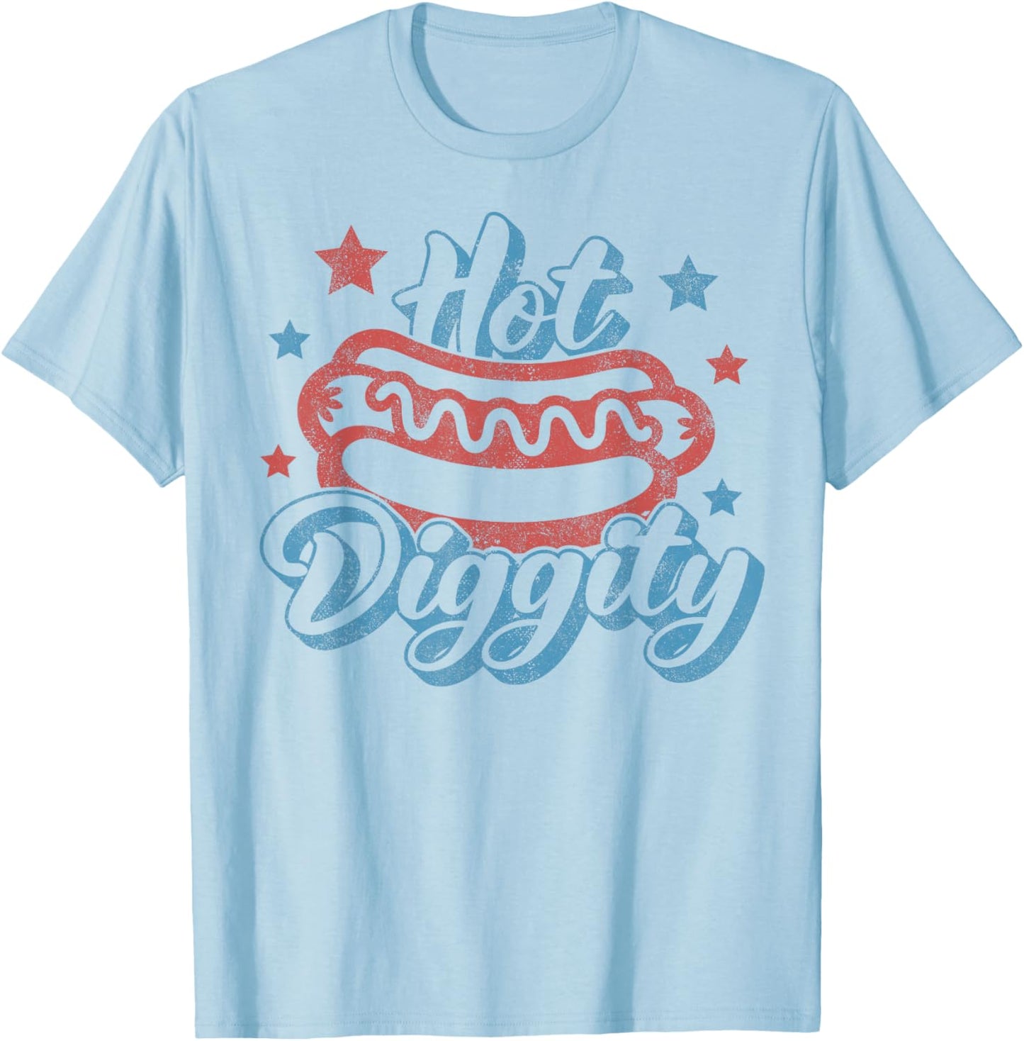 American Hot Diggity Hotdog BBQ 4th of July USA Hot Dog T-Shirt - T-Shirt | Light Blue