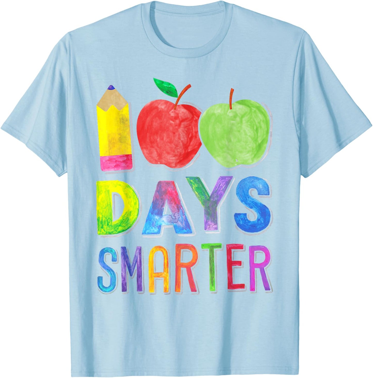 100 Days Smarter 100th Day of School Shirt Women Teacher T-Shirt - T-Shirt | Light Blue