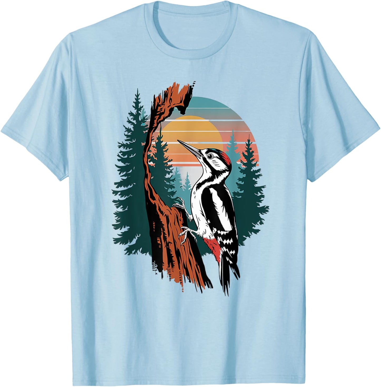 Woodpecker Hunting Hiking Outdoor Camping Forest Men Women T-Shirt - T-Shirt | Light Blue