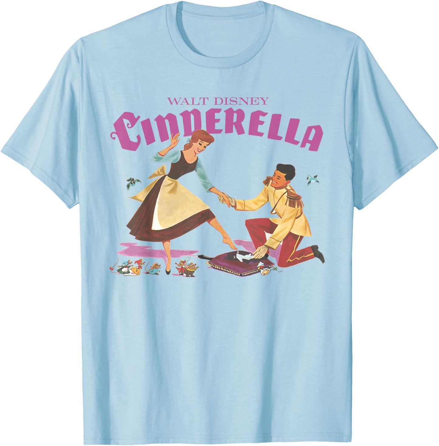 Disney Cinderella Shoe Fitting Title Logo T-Shirt - T-Shirt | Light Blue